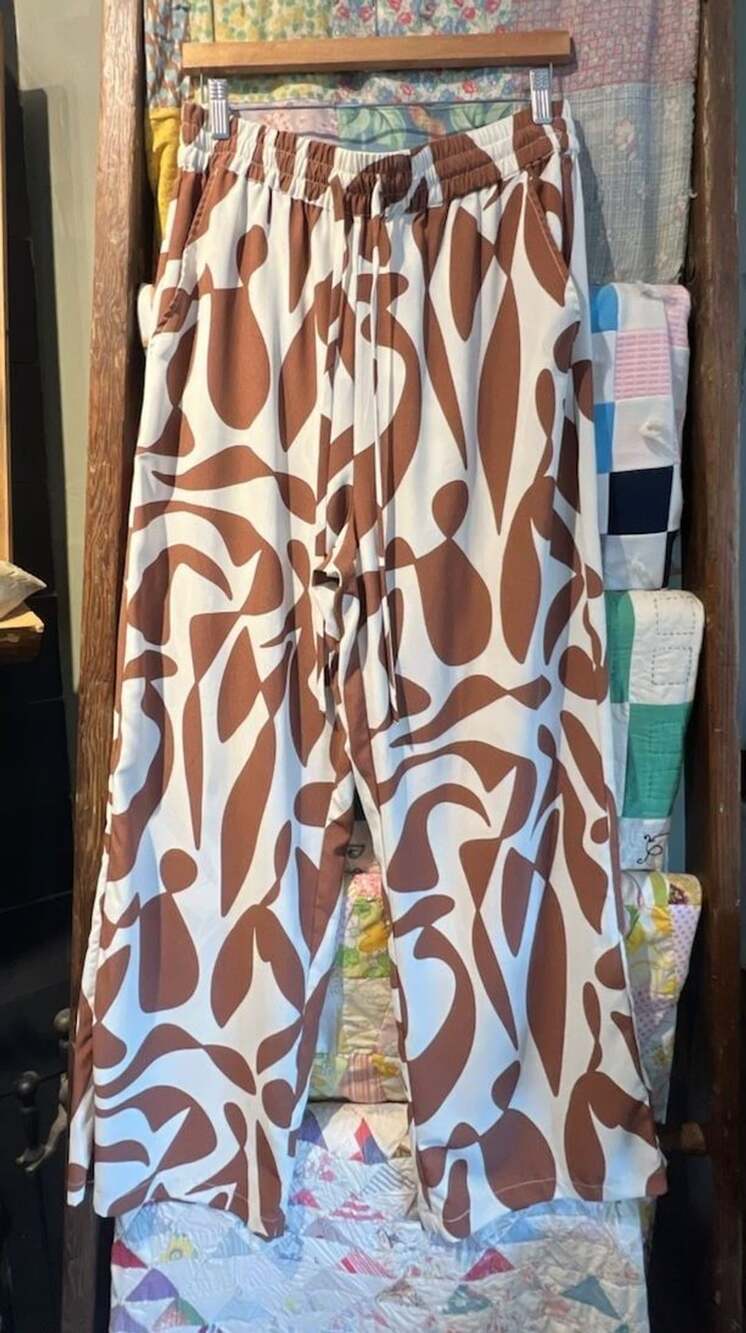 NWT Sanctuary Mirage Lion River Pull On Pant, Brown/Cream, Size L